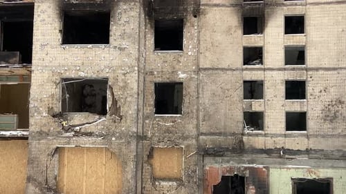 A Damaged House in the City of Kyiv Ukraine After a Russian Missile Attack