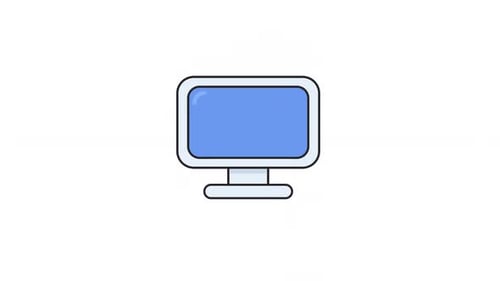Flat Design Computer Monitor Icon Animation