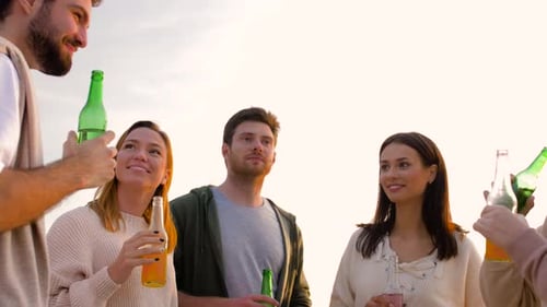 Summer Beach Friends Chatting Slow Motion