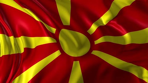 Realistic North Macedonia Flag Waving Animation