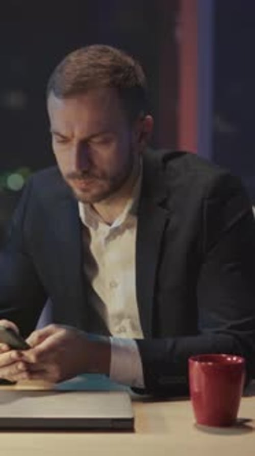 Late Work Tension Nighttime Office Stress Vivid Imagery Tense Work Scene Shows Stress Under