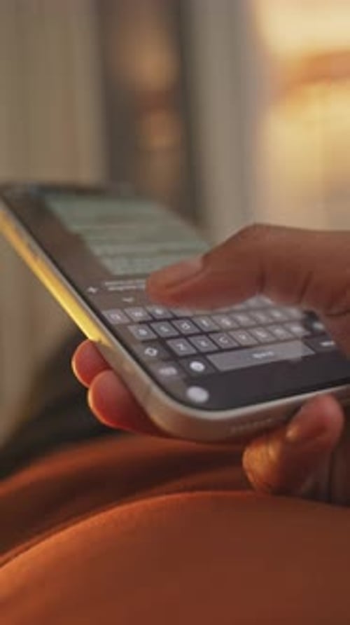 chatting and typing on smartphone closeup