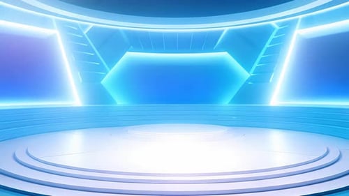 podium Futuristic showcase with platform for product displaying. Empty modern stage display