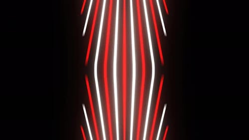 Red And White Abstract Neon Vertical Lines Show Background Vj Loop