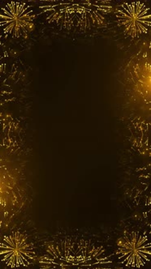 Fireworks Sparkling Golden Festive Fireworks Animation background, frame or border from