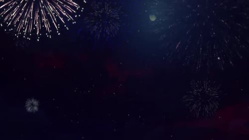 Real Fireworks on Black Background Loop Sky on Futuristic Fireworks Festival Show