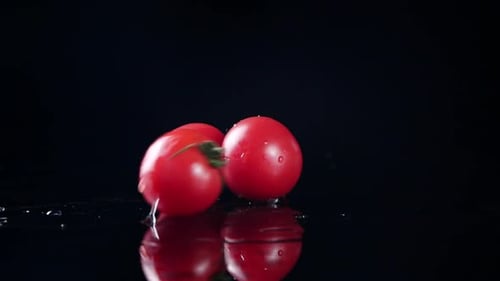 tomato harvest. many tomatoes. perfect tomatoes on vegetable market stall