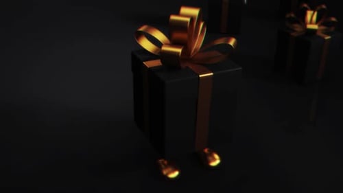 Elegant Gift Box Reveal with Golden Particles and Card
