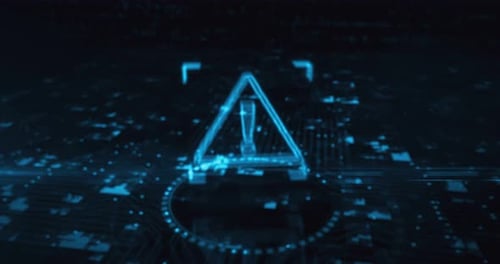 Futuristic Holographic Warning Sign Animation