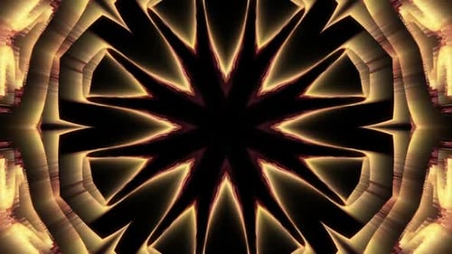 Golden Glowing Abstract Geometric Kaleidoscope Loop Background