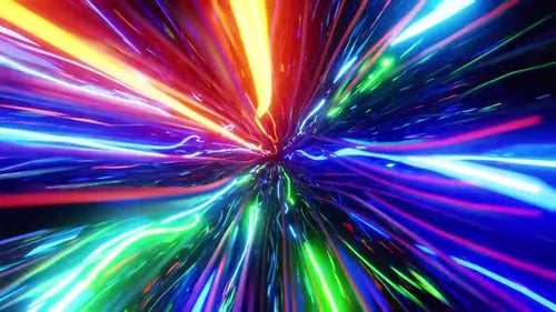 Dynamic light tunnel effect, fast abstract journey through vibrant colors