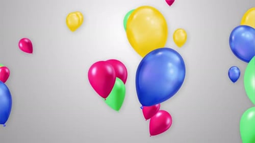 Abstract of Multicolored Balloons Fly on White Alpha Channel