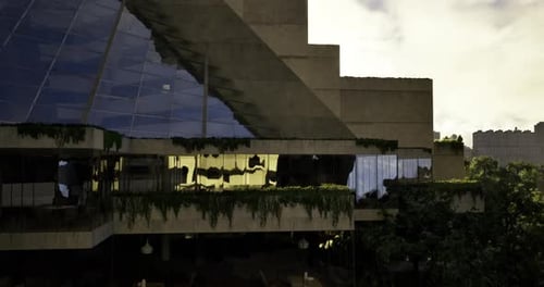 Modern Concrete Building with Greenery Smooth Camera Movement