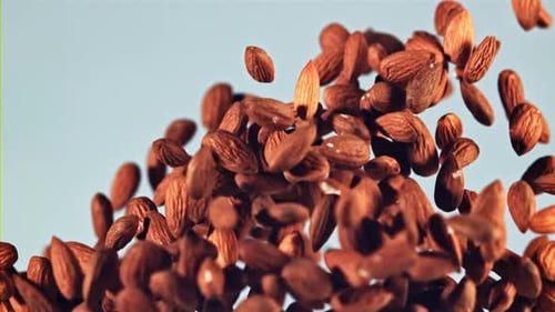 Almonds Falling in Slow Motion