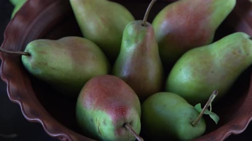 Parisian Pear Variety Fruits on the Table Autumn Harvest Pears Top View