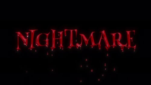 Nightmare animated text with dripping blood effect on a transparent background. Creepy horror-style.