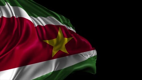 Realistic Waving Flag of Suriname