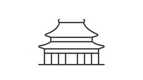 Animated Chinese temple line icon