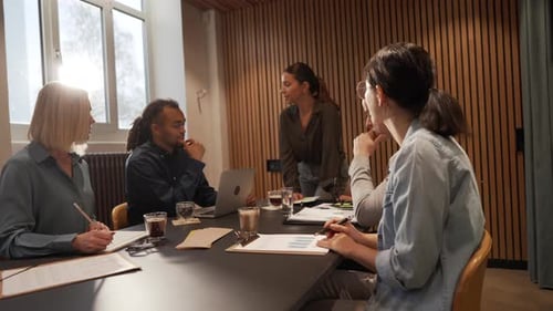 Business Meeting in Modern Office Conference Room