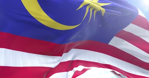 Realistic Waving Malaysian Flag Animation Loop