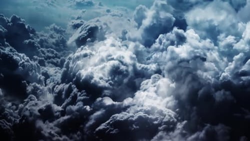 a thunderstorm in the cumulus clouds in the sky