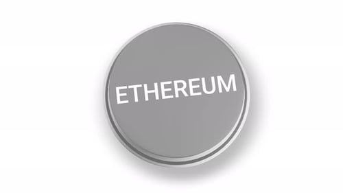 3D Animated Button with Ethereum Text Pressing Down