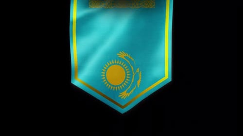 Kazakhstan National Flag Waving Pennant Banner Seamless Loop