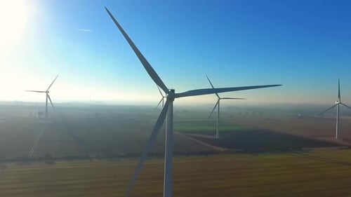 Aerial View of Wind Turbine - Renewable Energy By Wind Power