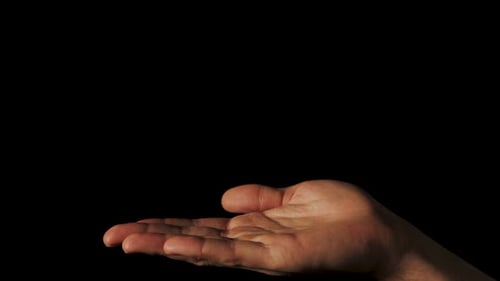 Open Palm in Darkness Black Bakground