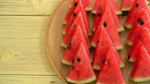 fresh watermelon sliced on plate