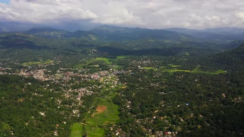 Mountains with Rainforest and Agricultural Land in a Mountainous Province in Sri Lanka