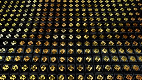 Golden Intertwined Square Pattern Waving Abstract Background Loop