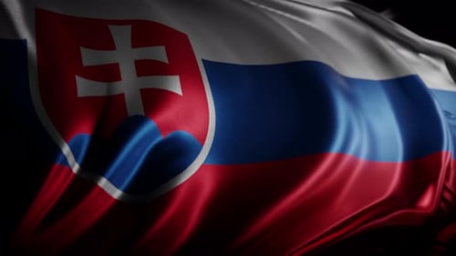 Slovakia Flag Waving in Realistic Modern Animation Loop