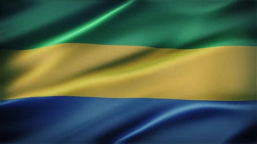 Waving Gabon Flag Realistic Fabric Loop