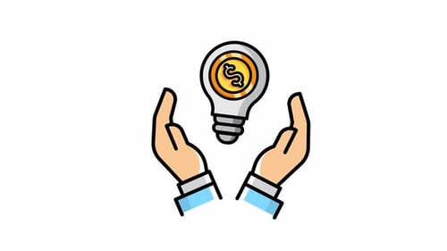 Financial Idea Lightbulb with Hands Animation