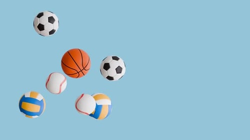 Animated Falling and Bouncing Sports Balls Background