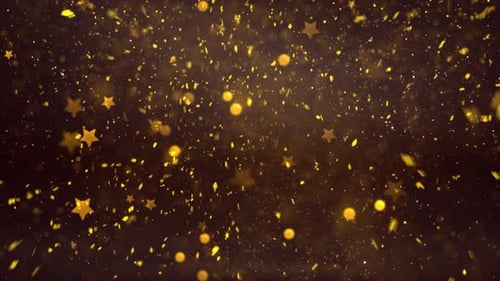 Golden Stars And Glittering Particles Abstract Background