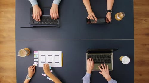 Team Collaboration on UI Design, Aerial View