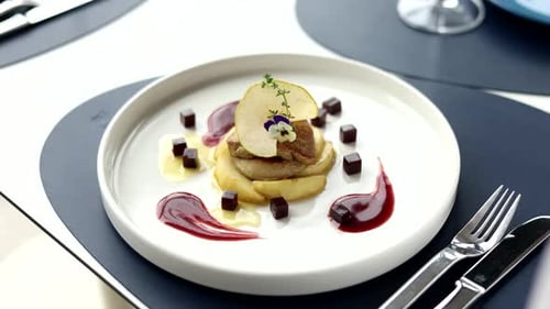 A dish of goose liver. Foie gras. Close-up