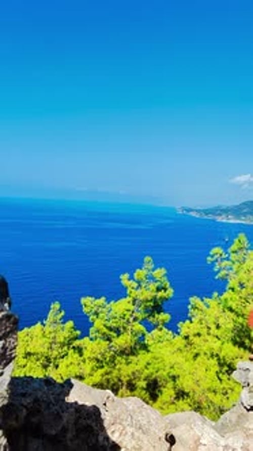 Ancient Coastal Ruins Overlooking Pristine Mediterranean Sea