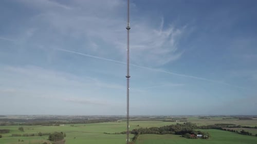 TV and Radio Mast, Telecommunication Tower, GSM Mobile Antenna - Boom Up Shot