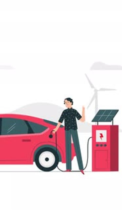 Electric Car Charging Vertical Animation