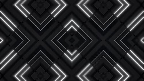 Dynamic glowing geometric shapes create a modern abstract vibe
