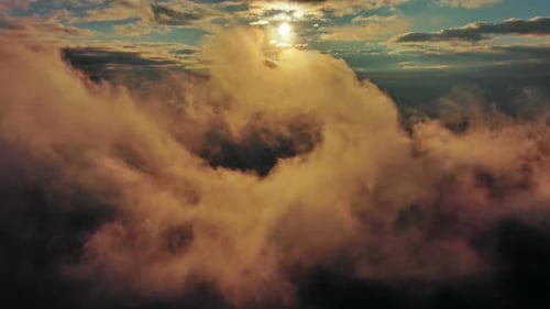 Aerial View of Orange Fluffy Cloud in Sky
