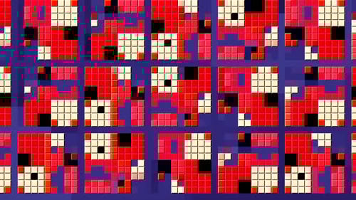 Bewegliches geometrisches Muster mit Pixeln im Retro-Stil