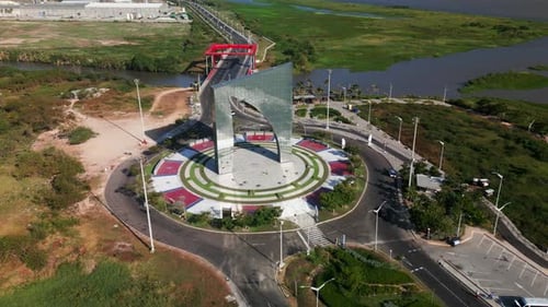 Shark fin monument in Barranquilla Colombia
