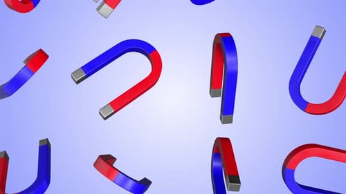 Rotating Red and Blue Horseshoe Magnets Loop Animation