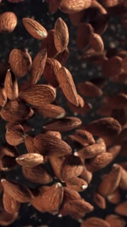 Almonds Fly Up and Fall Down Filmed on a Highspeed Camera at 1000 Fps