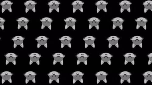 A cute wolf head animated pattern design loop