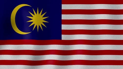 Animated Malaysian Flag Waving in Realistic Seamless Loop
